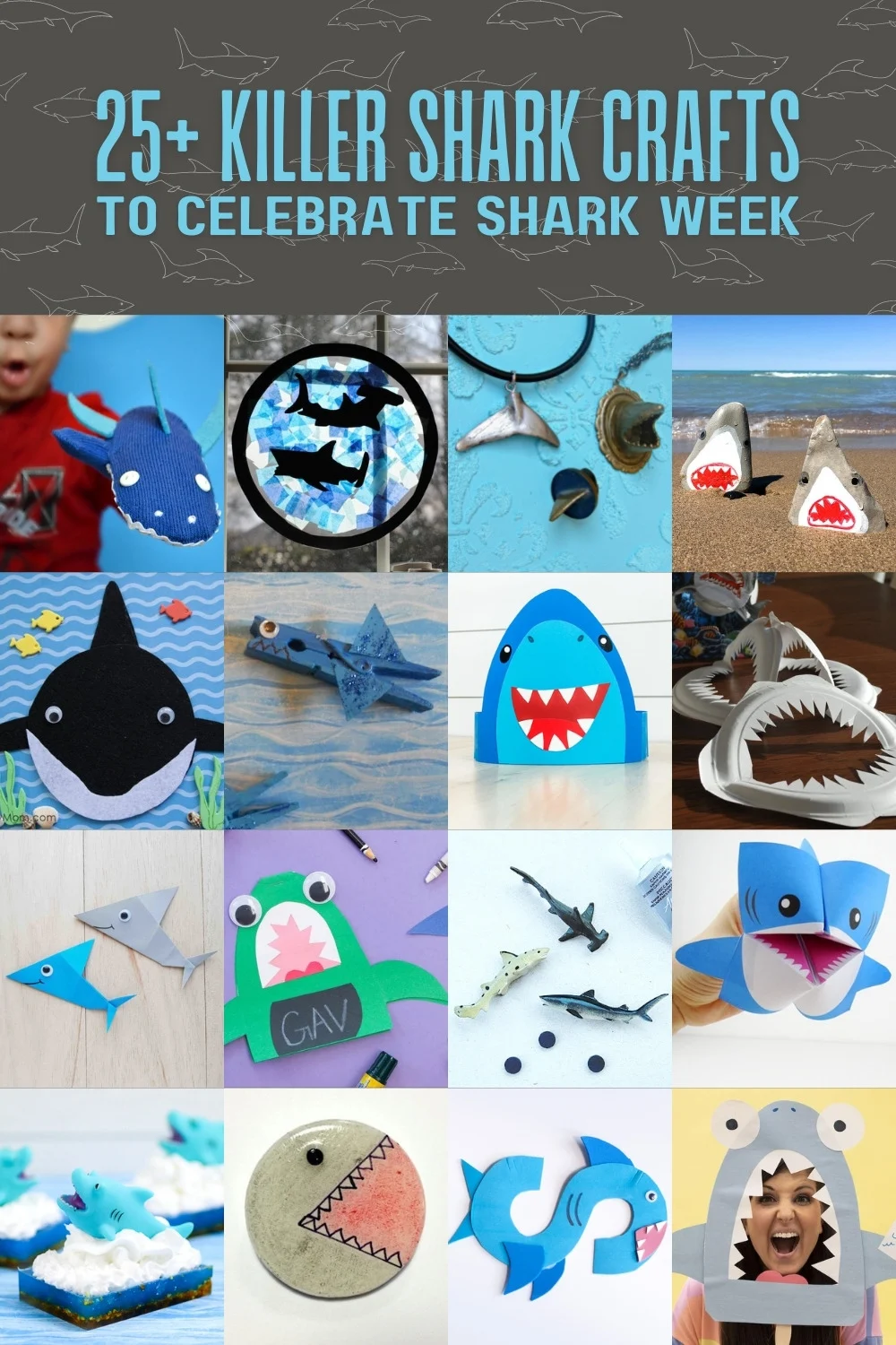 Grandpa Shark Handprint Footprint Art Craft Kids DIY Gift for 
