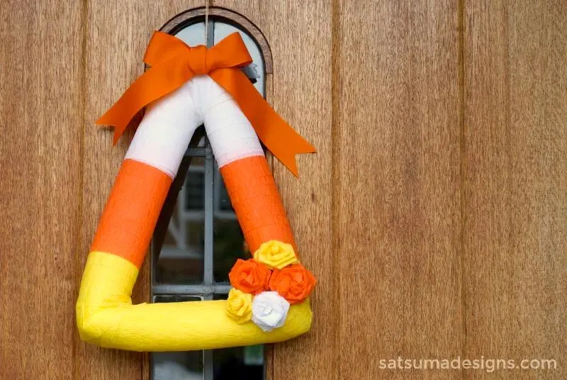 Candy corn pool noodle wreath