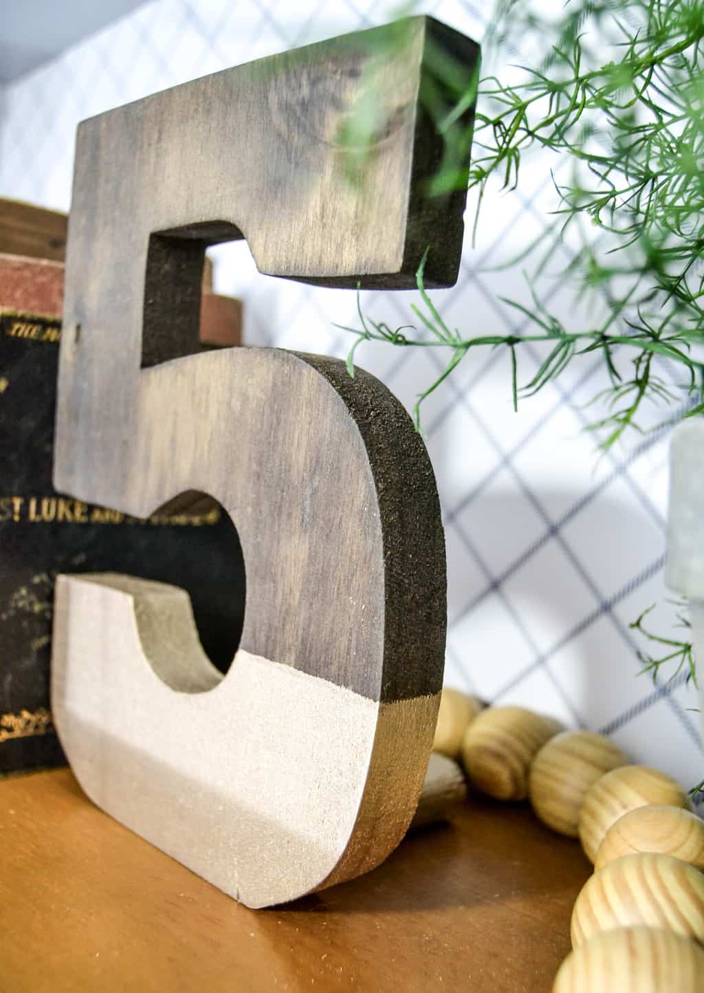 DIY Gold Dipped Wooden Number Bookends