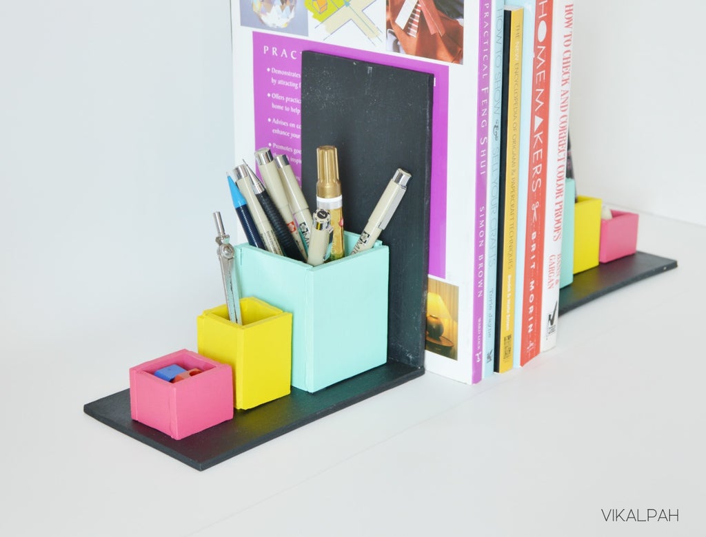 DIY bookends with organizers