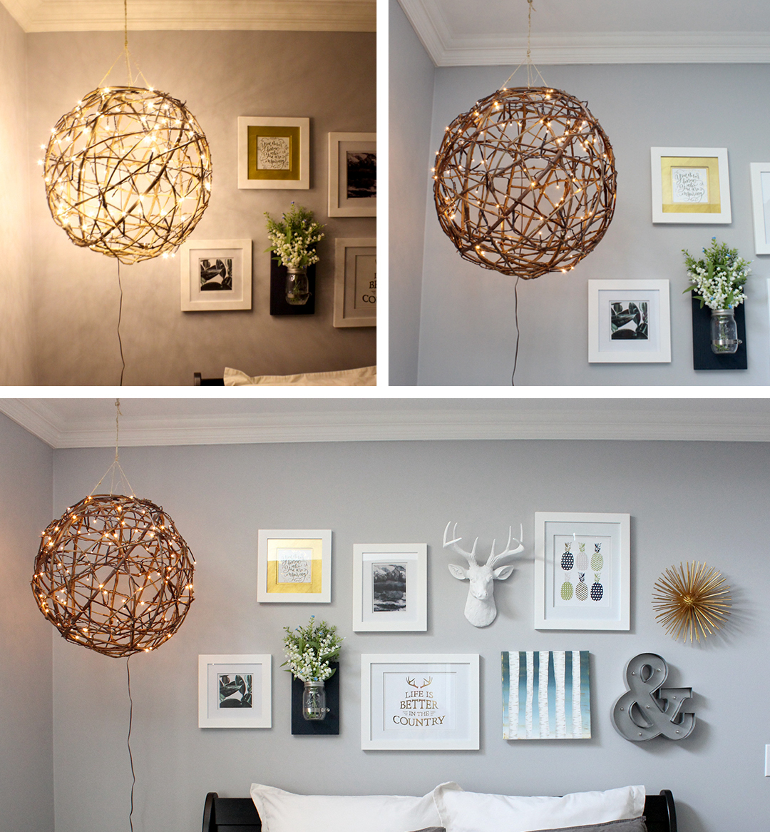 Do It Yourself Grapevine Ball Light Fixture