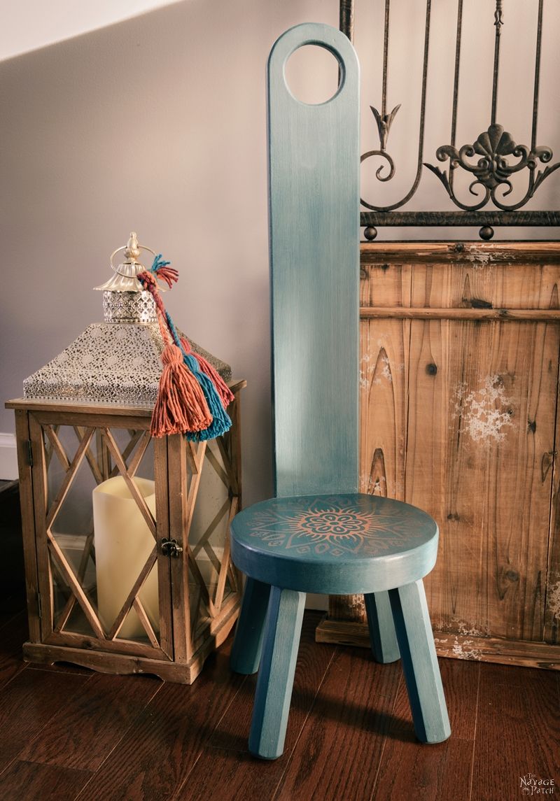 Vintage step stool makeover with 6 free mandala stencils