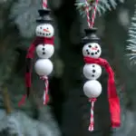 Wooden bead snowman ornaments