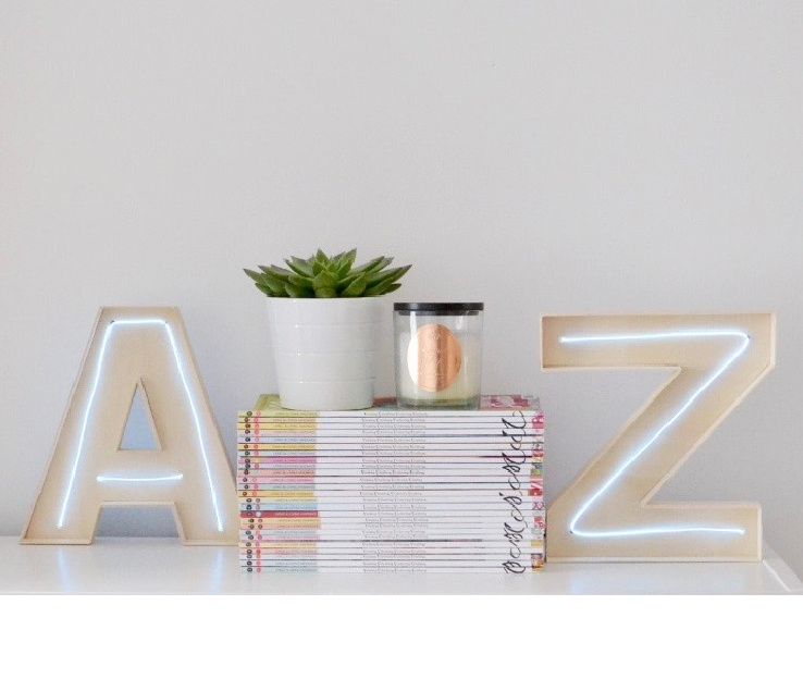 diy neon letter bookends