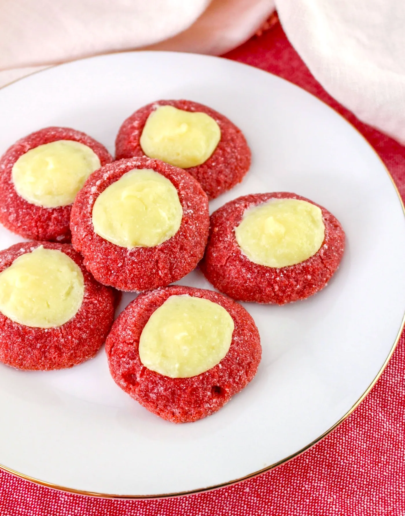 recipes for red velvet thumbprint Christmas cookies