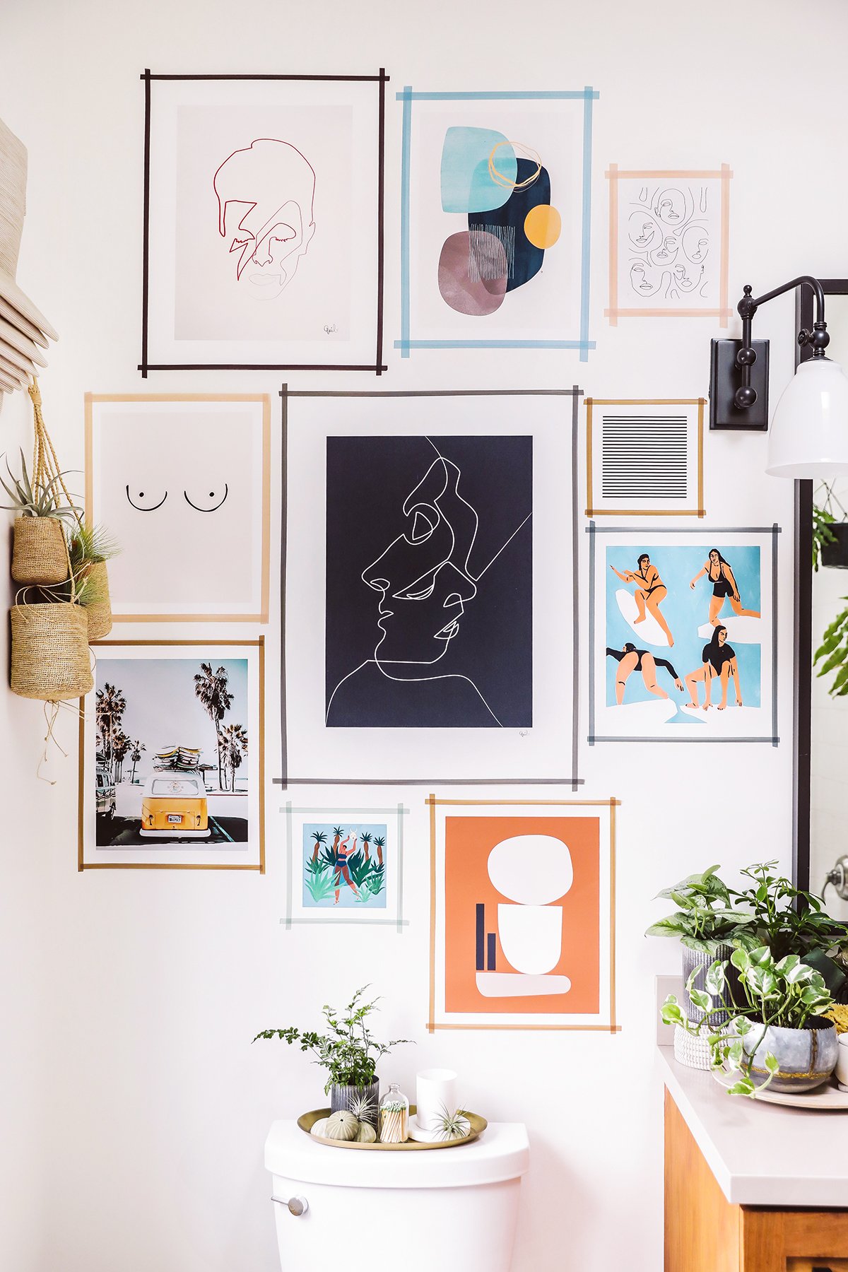 create a gallery wall using washi tape