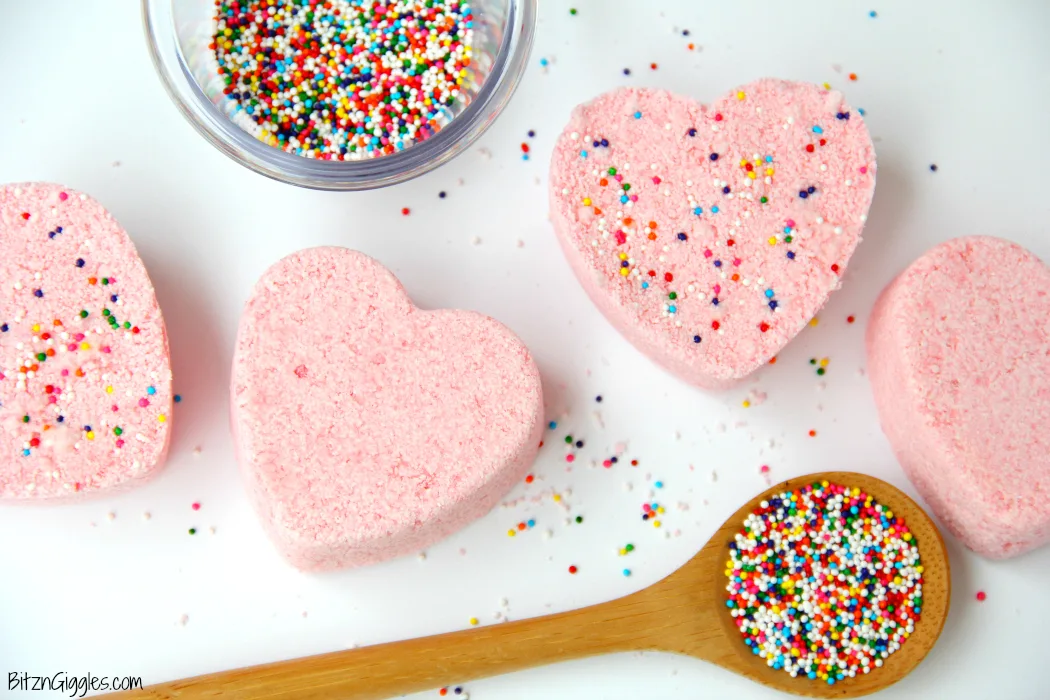 DIY rainbow sprinkle bath bombs