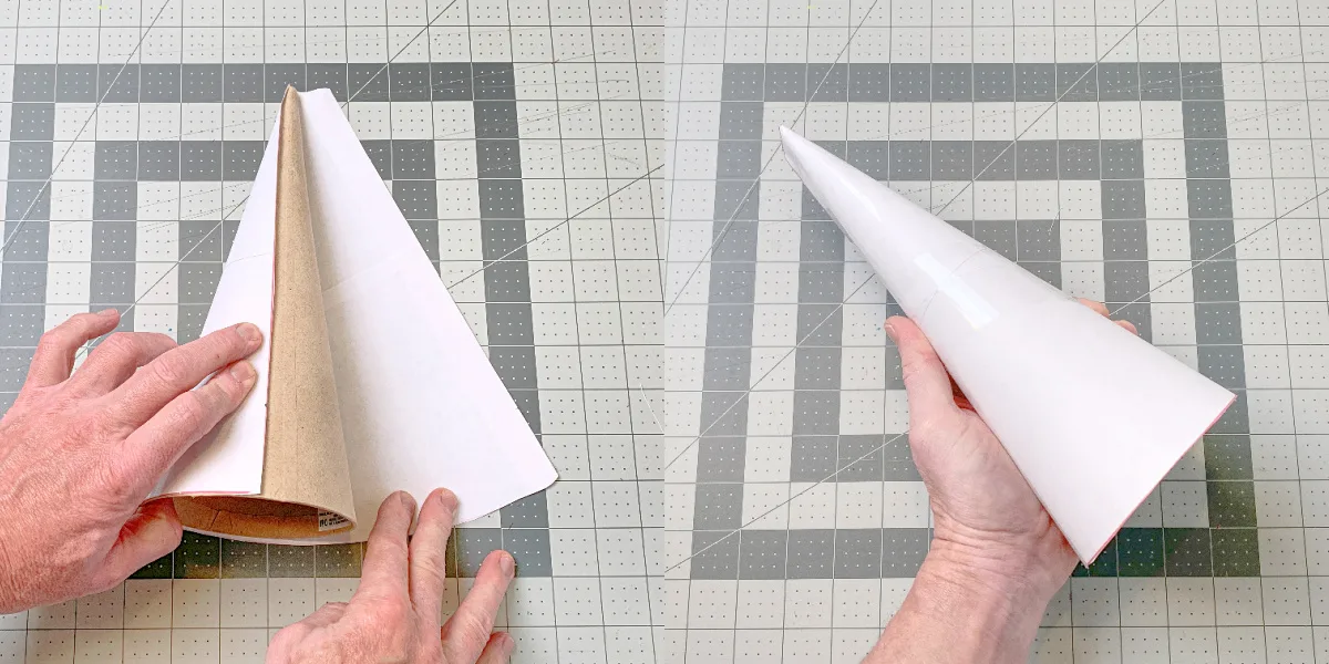 Wrapping the paper template around the cone