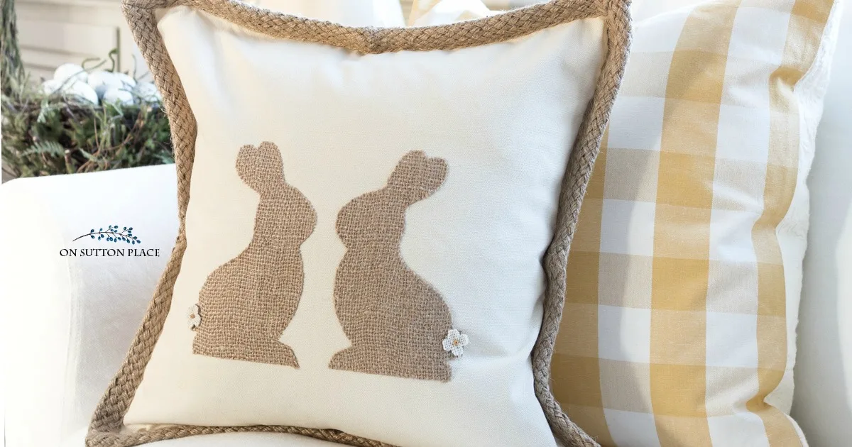 burlap easter bunny pillow diy no-sew