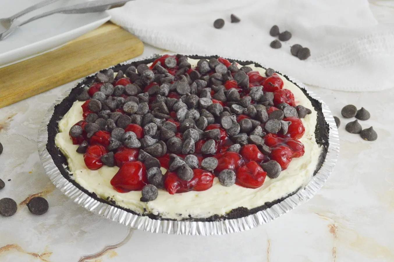 cherry chocolate chip no-bake cheesecake recipe