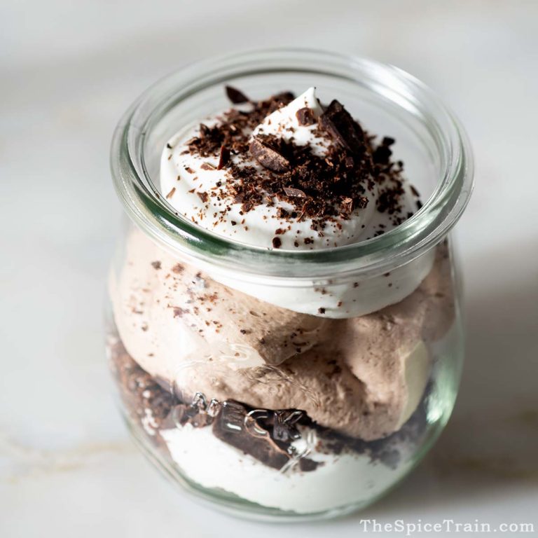 individual chocolate trifle in a jar