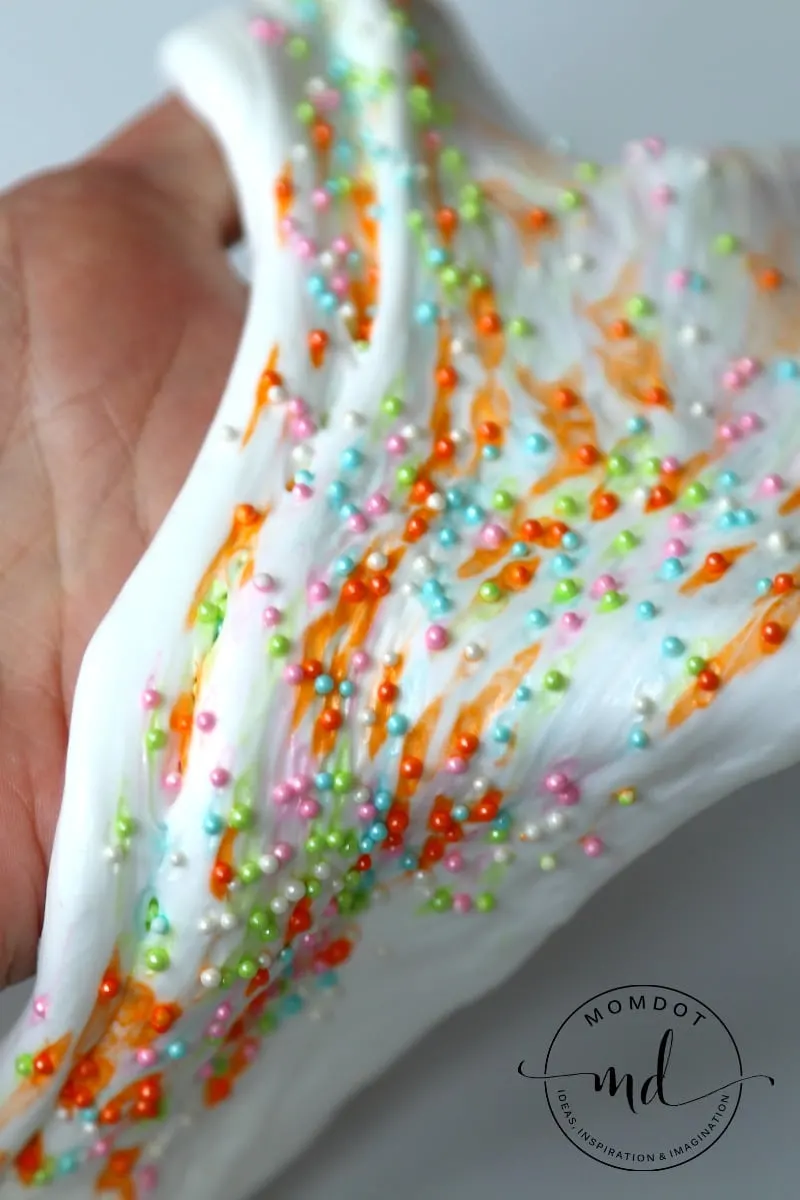 DIY birthday cake slime recipe complete with sprinkles