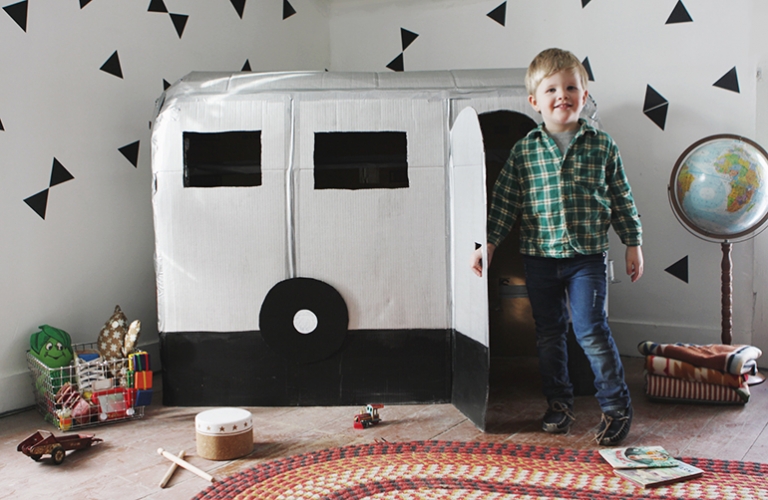 DIY Cardboard Airstream Camper Playhouse