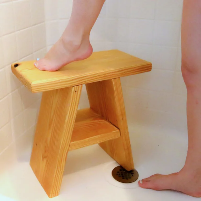 DIY wooden shower stool