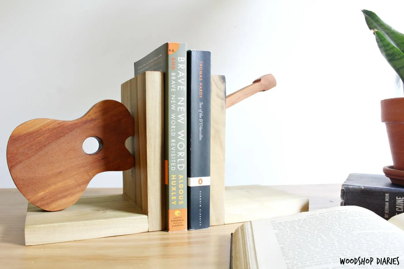 guitar bookends using scrap wood