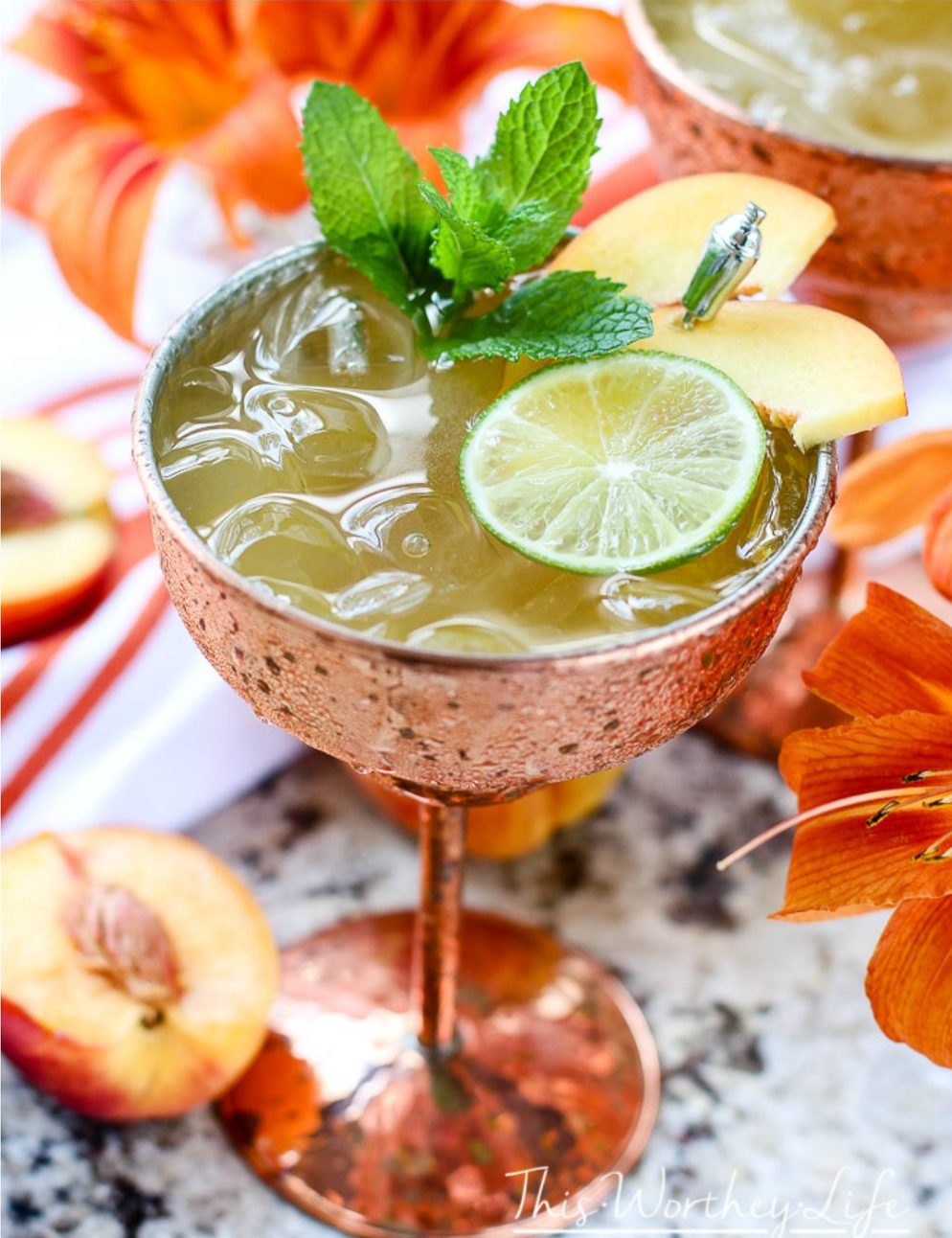 Peach Moscow Mule Cocktail