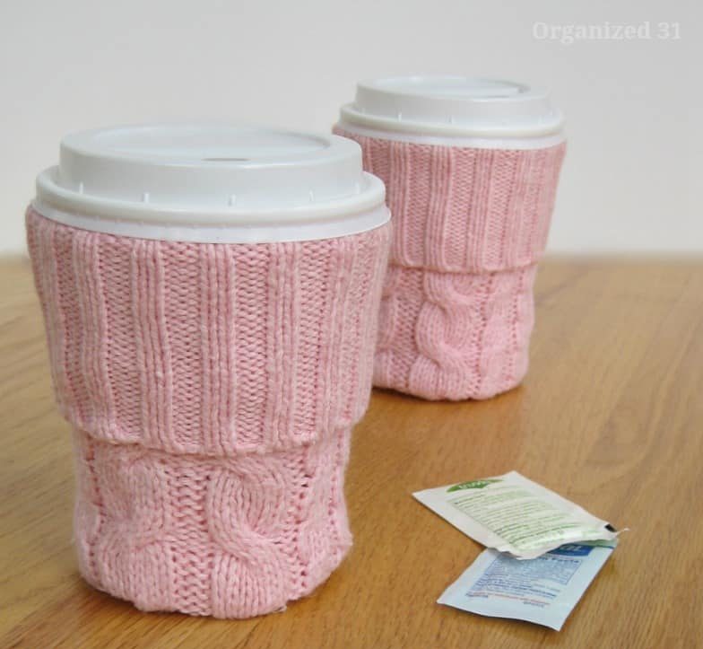 DIY Upcycled Cup Sleeve from a Sweater