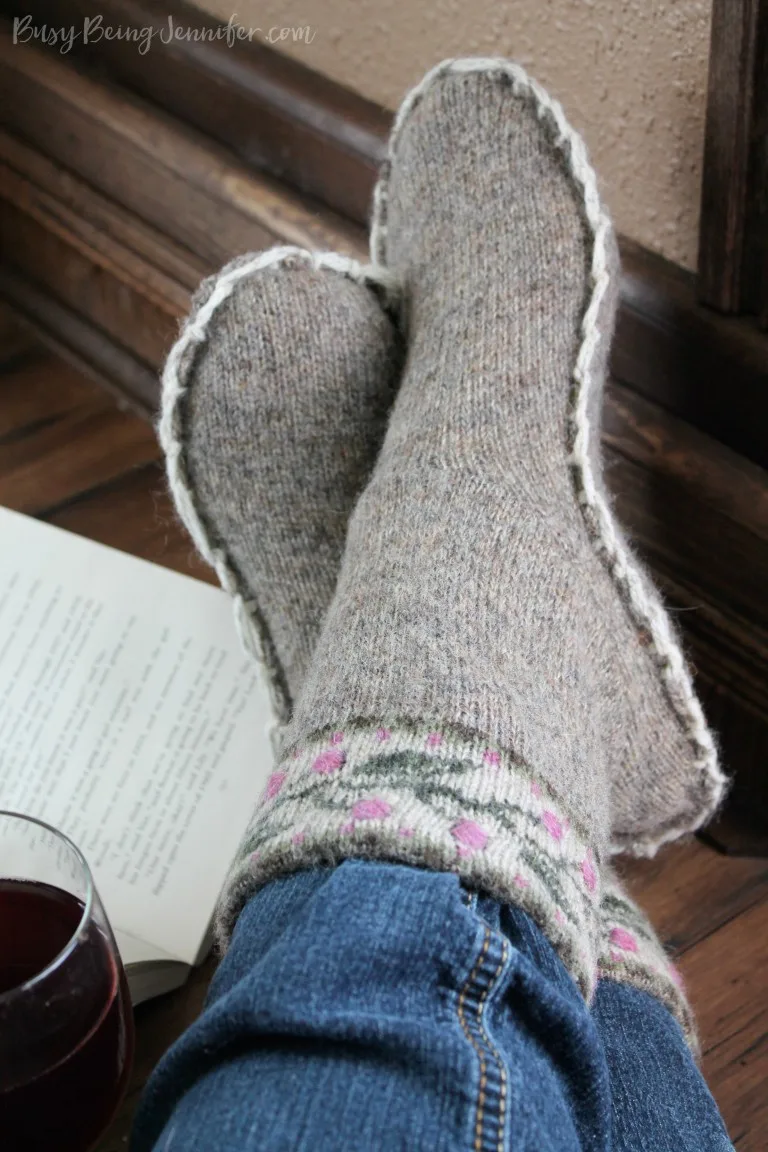 Upcycled sweater slippers