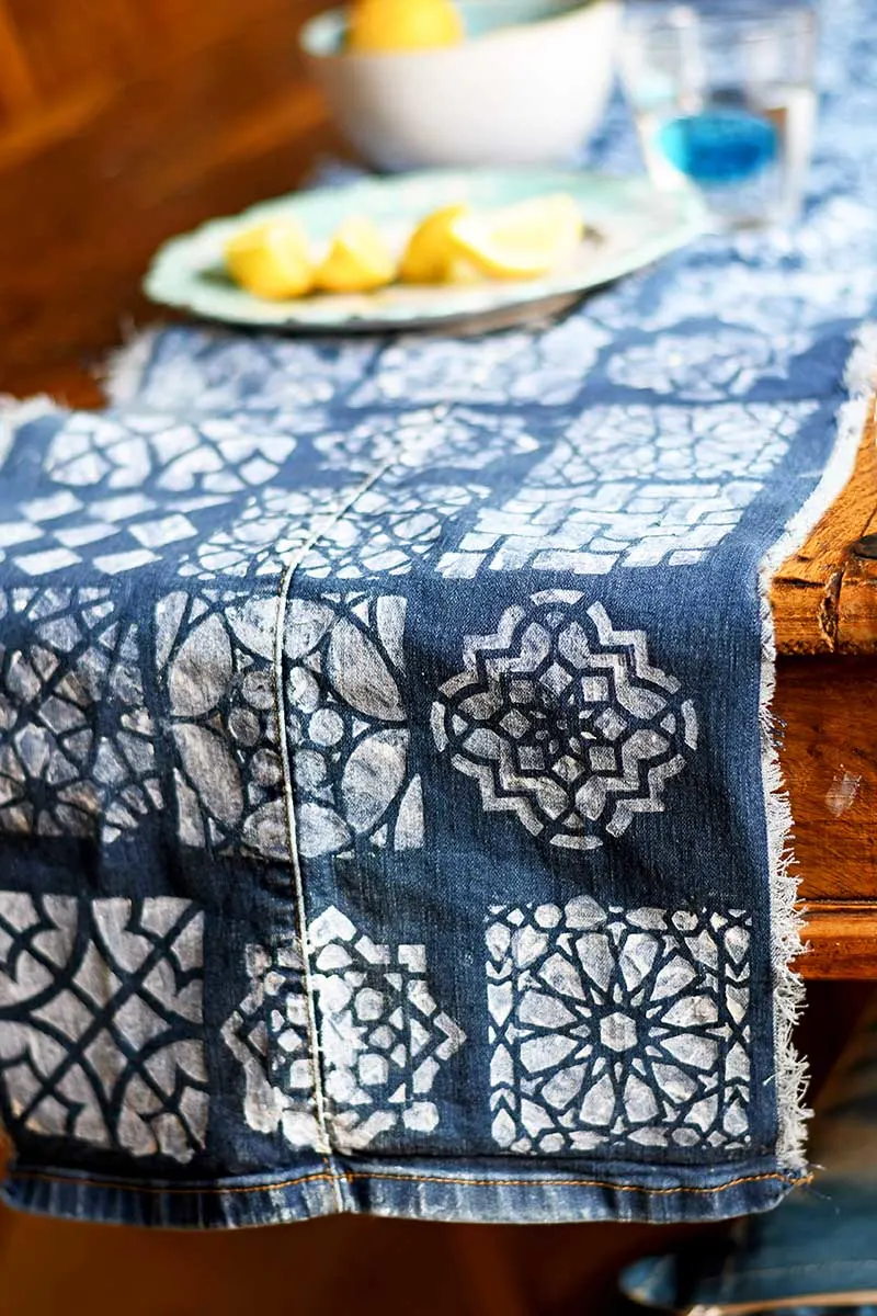 How To Make A Unique Stenciled Denim Table Runner