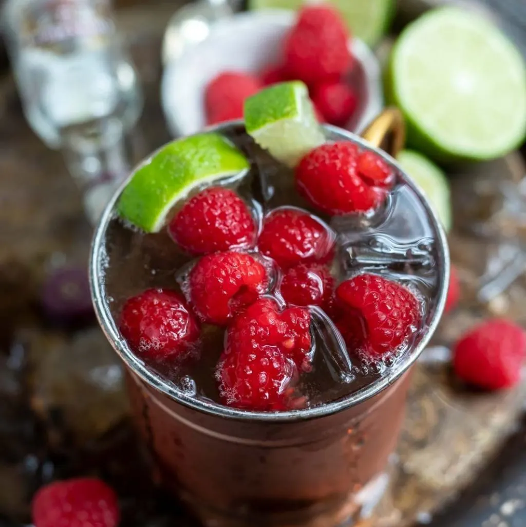 raspberry moscow mule with whiskey