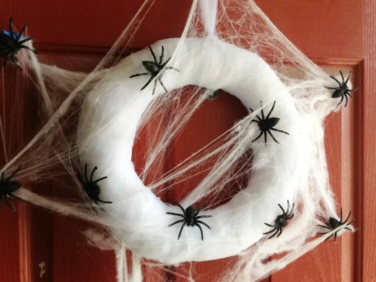 Halloween spider web wreath