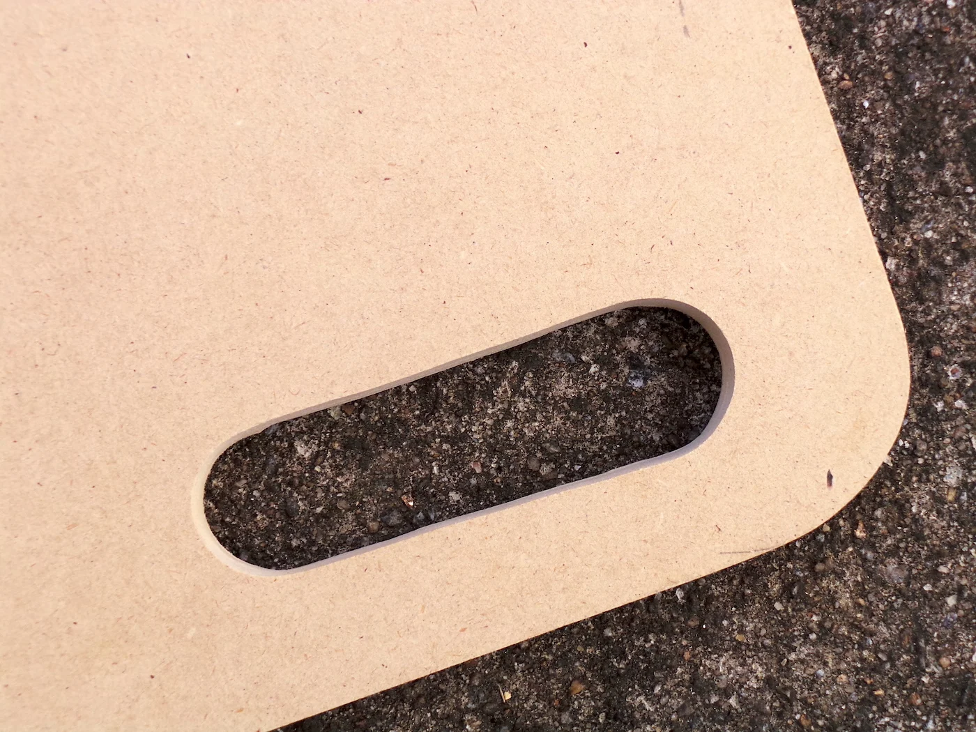 Handle cut out of MDF using a jig saw