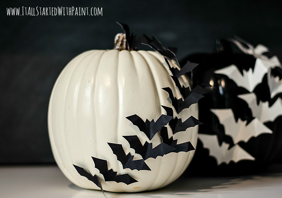 Bats on Pumpkin - No Carve Idea