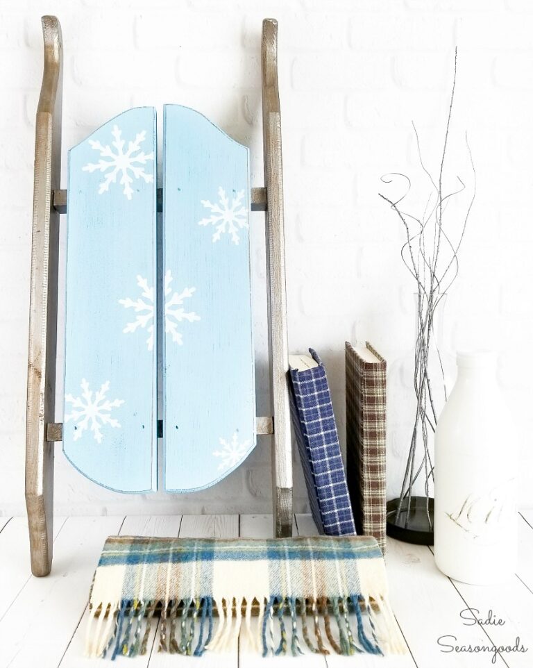 diy winter decor using a sled