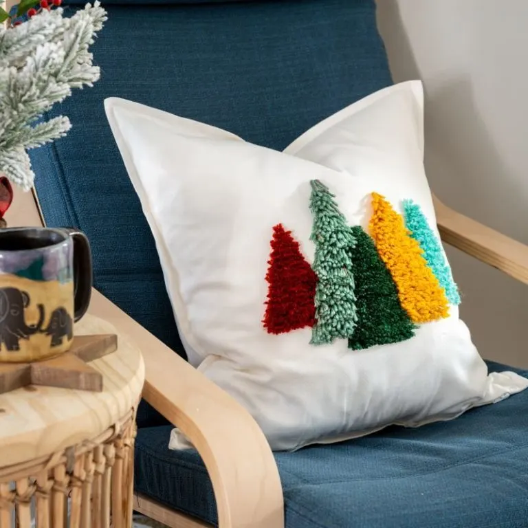 DIY Shag tree pillow for Christmas decor