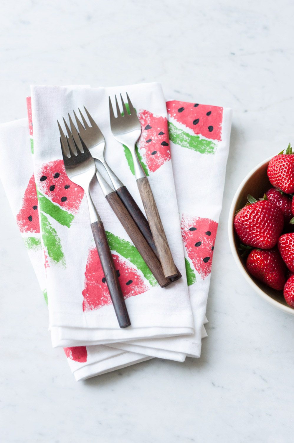 DIY Watermelon print napkins