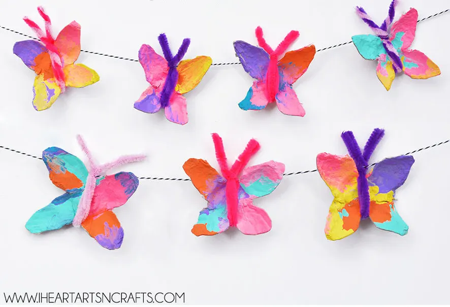 Egg Carton Butterflies - kid made garland