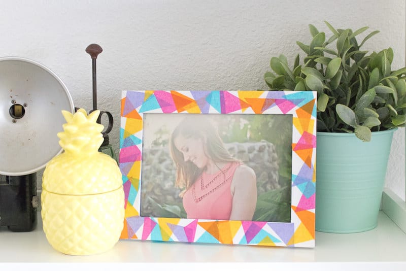 diy geometric tissue paper frame