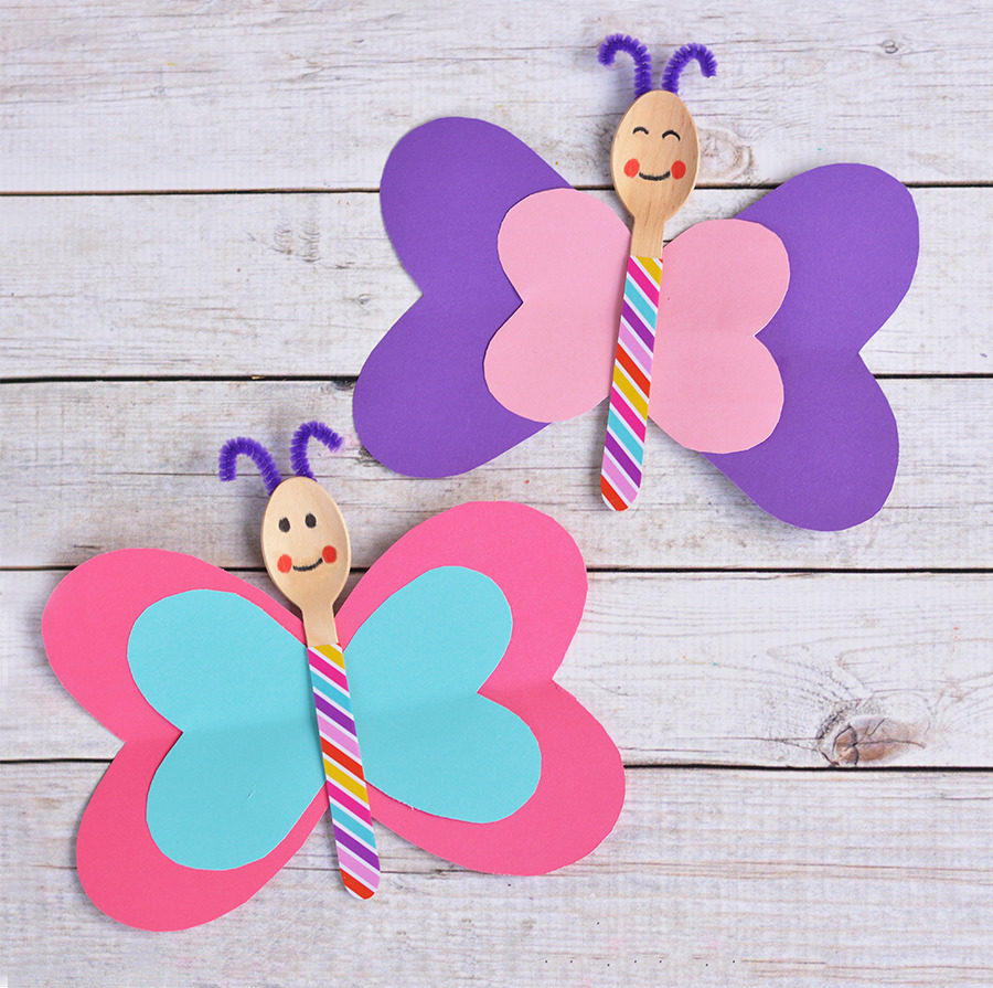 heart butterflies craft for kids