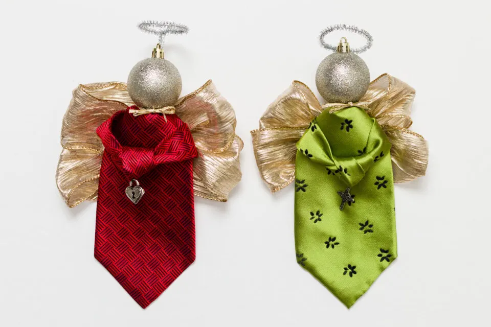 upcycle necktie into angel ornament