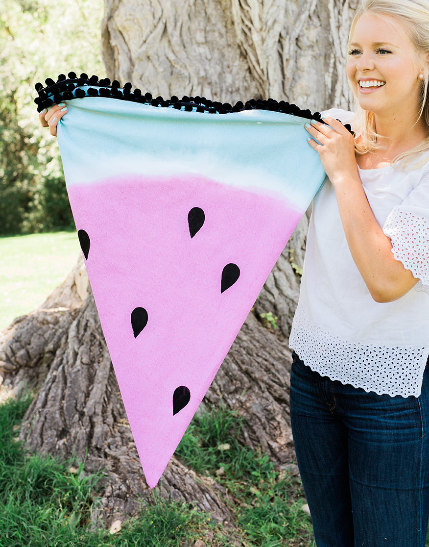 dip dyed watermelon picnic blanket