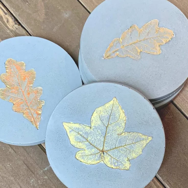 Concrete coasters with a fall leaf theme