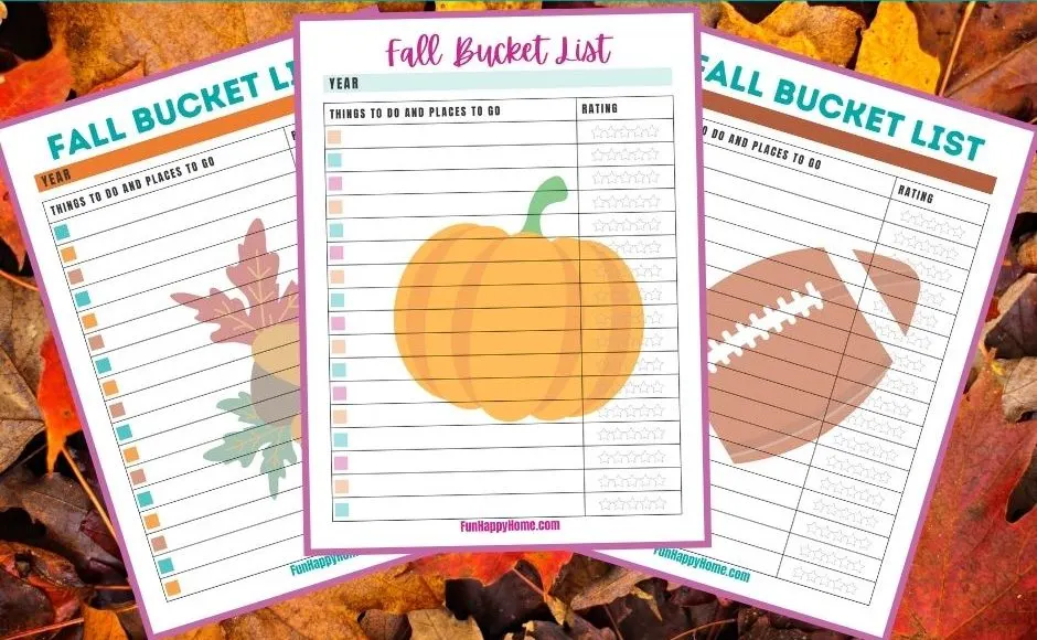 Fall bucket list printables