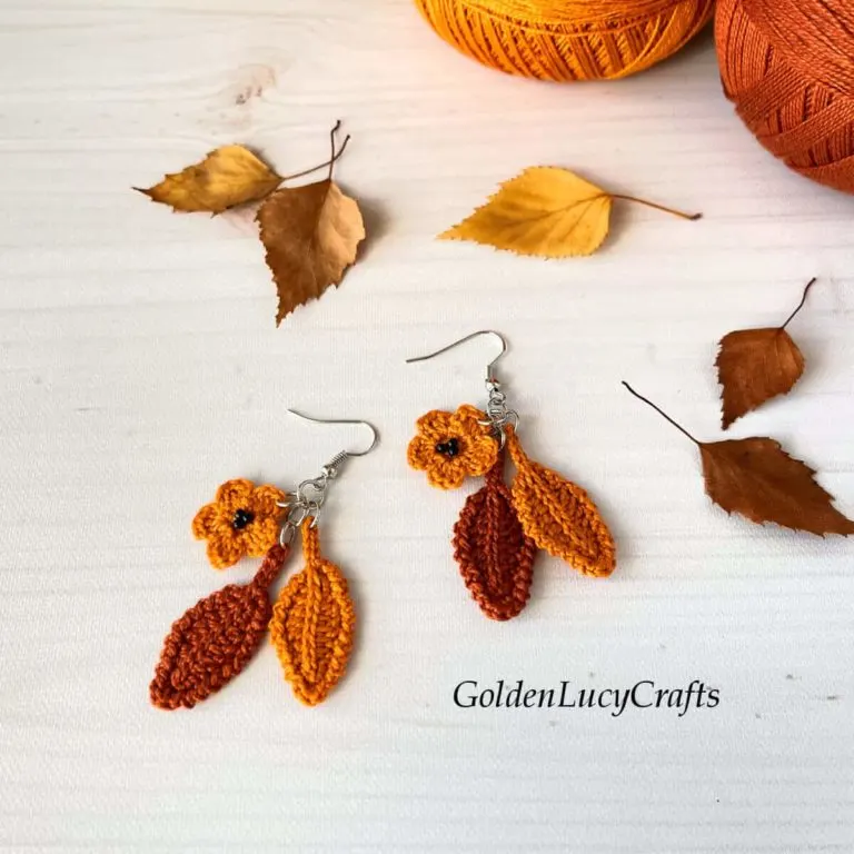 fall crochet leaf earrings