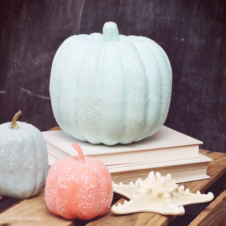 DIY chalk paint and glitter pumpkins for fall