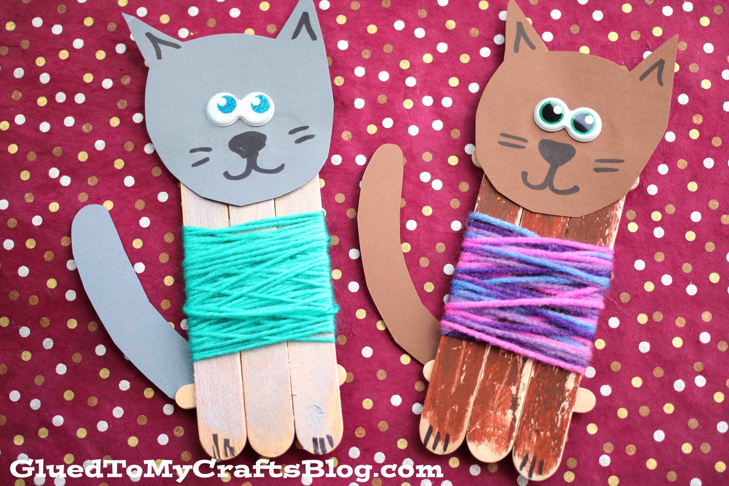 popsicle stick cats in sweaters kid craft