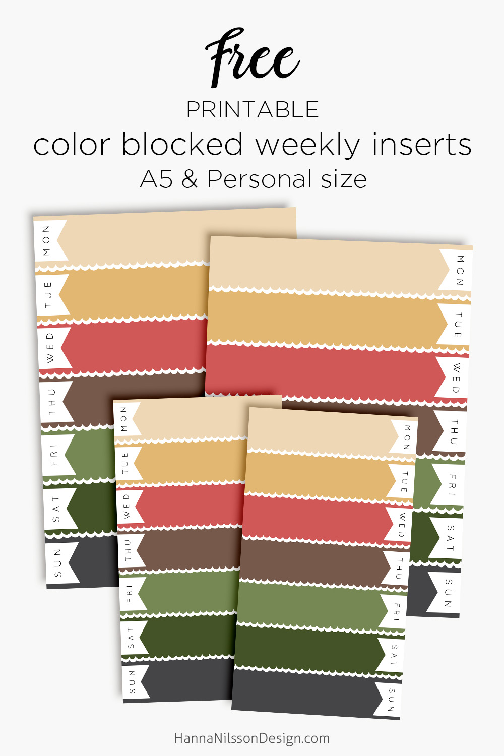 fall color blocked weekly planner inserts