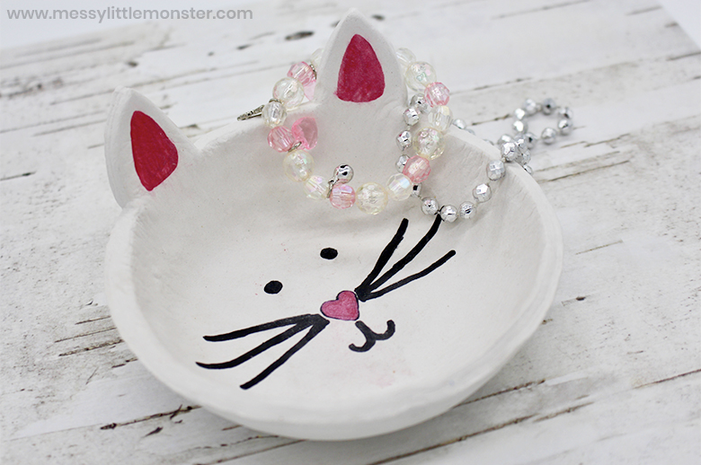 diy air dry clay cat ring dish craft for kids