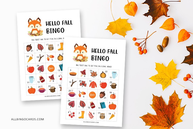 fall bingo printable for kids