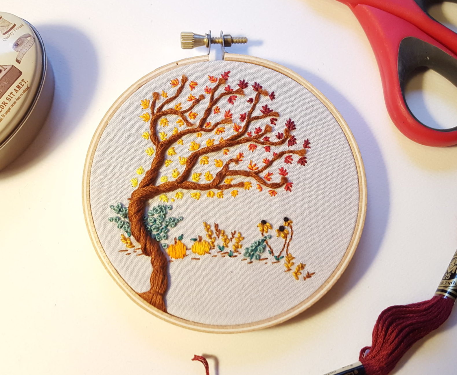 fall embroidery tutorial