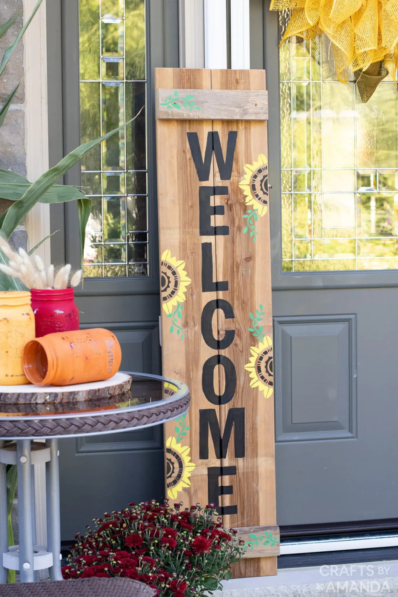 sunflower welcome sign for porch DIY