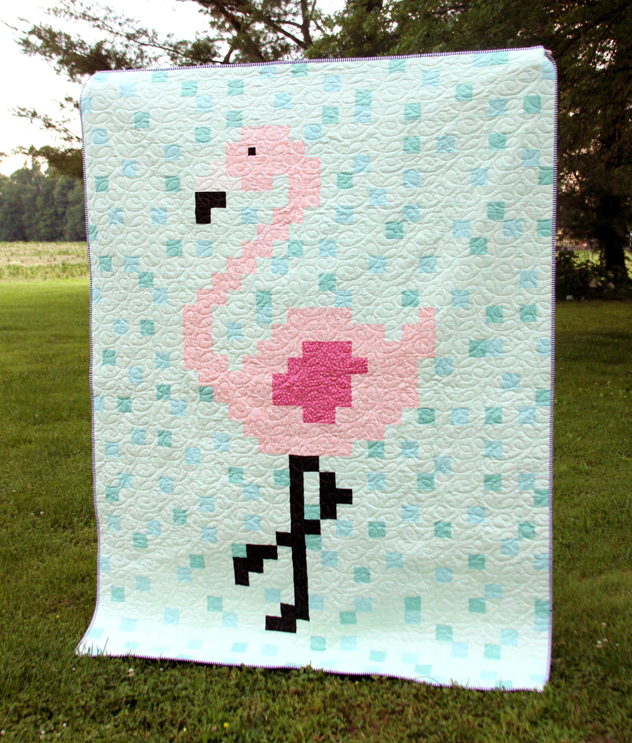 Fun Flamingo Quilt with Free Pattern