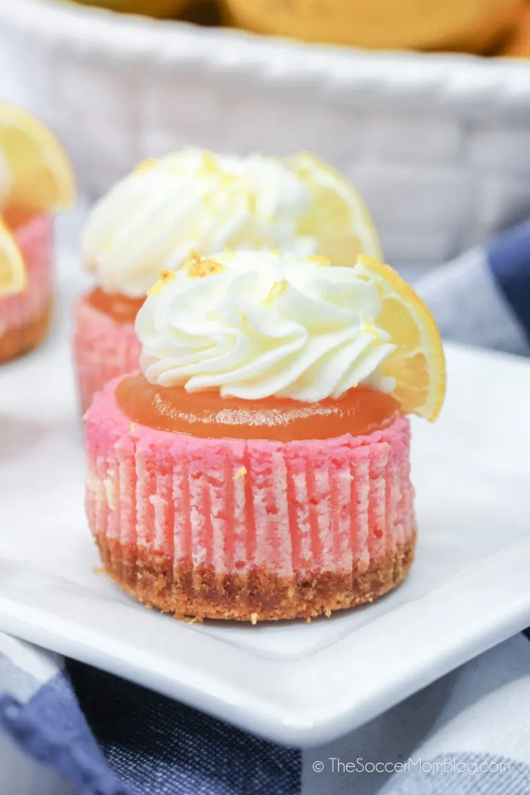 Mini pink lemonade cheesecakes