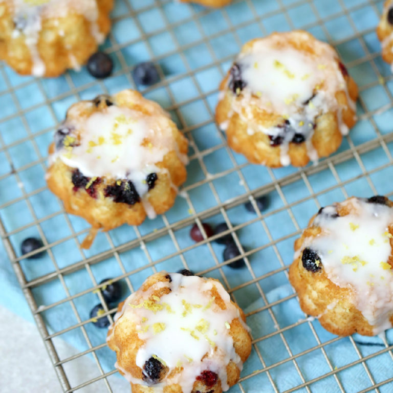 lemon blueberry mini bundt cakes square feature image