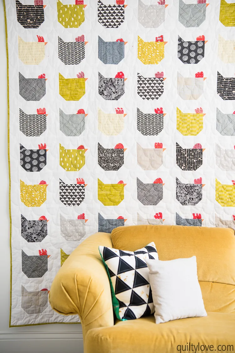 Cute chicken quilt pattern