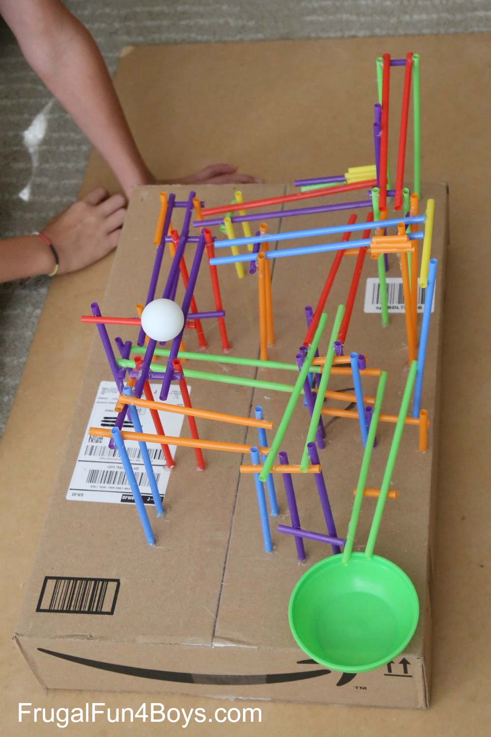 straw rollercoaster using straws